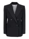 Givenchy Double-breasted Slashed Jacket In Wool In Black
