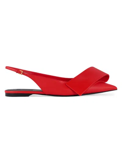Givenchy Twisted Ribbon Flat Slingbacks In Leather In Red
