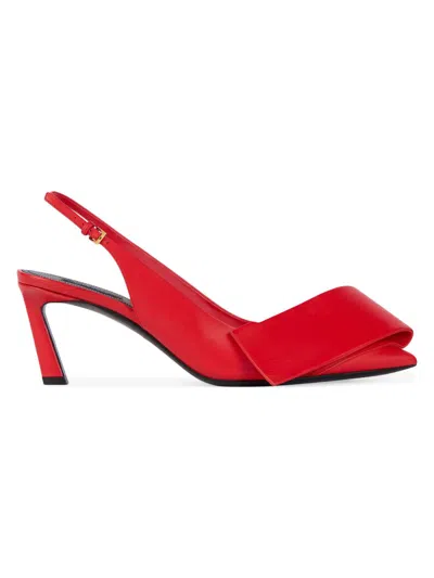 Givenchy Women's Twisted Ribbon Slingbacks Pumps In Leather In Red