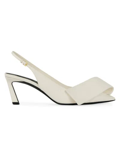 Givenchy Women's Twisted Ribbon Slingbacks Pumps In Leather In White