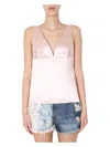 Givenchy V-neck Satin Top In Pink