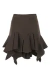 Givenchy Viscose Skirt With Elastic Waist And Ruffle Detail In Brown