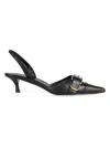 Givenchy Voyou Buckled Textured-leather Slingback Pumps In Black