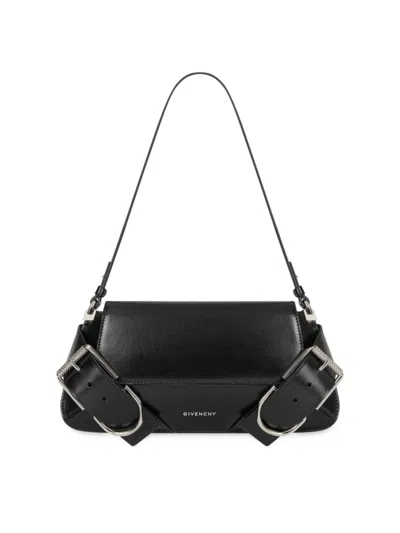 Givenchy Voyou Black Shoulder Bag With Buckles And Logo In Leather Woman