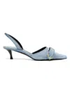 Givenchy Voyou Denim Buckle Slingback Pumps In Blue