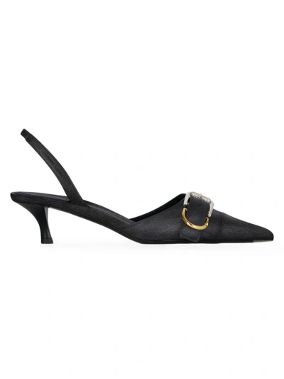 Givenchy Black Voyou 45mm Slingback Bull Leather Sandals In  Black