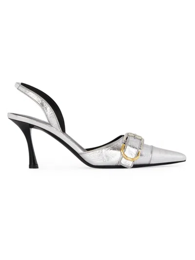 Givenchy Women's Voyou Slingbacks In Laminated Leather In Silver