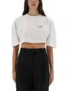 Givenchy Cropped Fit T-shirt In Cotton With Stamp Print Clothing In White