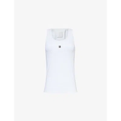 Givenchy Womens White 4g Logo-plaque Stretch-cotton Top