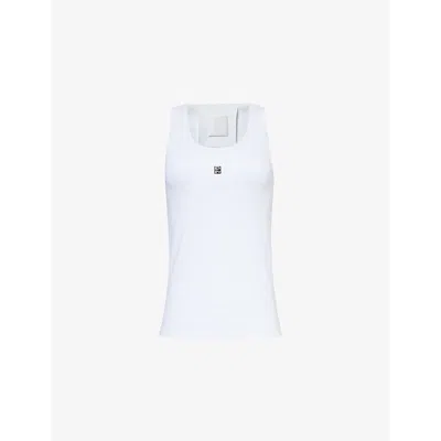 Givenchy Womens White 4g Logo-plaque Stretch-cotton Top In White