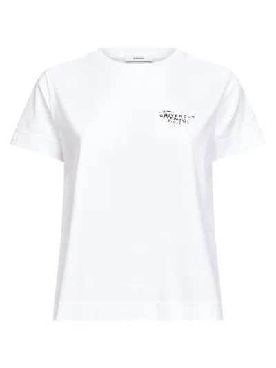 GIVENCHY GIVENCHY WOMEN WHITE GIVENCHY STAMP PRINT T-SHIRT