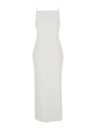 Givenchy Women White Long Dress With Square Neckline And Rear Single Slit In Viscose Blend Woman In Multi