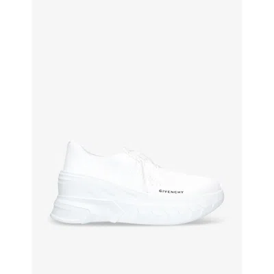 GIVENCHY GIVENCHY WOMEN'S WHITE MARSHMALLOW WEDGE CHUNKY-SOLE KNITTED LOW-TOP TRAINERS