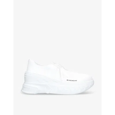 GIVENCHY WOMENS WHITE MARSHMALLOW WEDGE CHUNKY-SOLE KNITTED LOW-TOP TRAINERS
