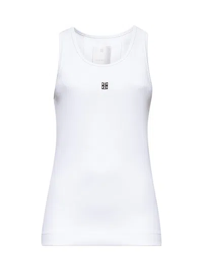 Givenchy Women White Ribbed Cotton 4g Detail Tank Top