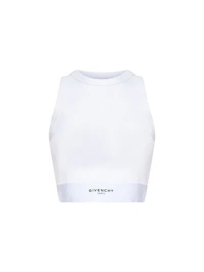Givenchy Women White Ribbed Stretch Cotton Cropped Tank Top