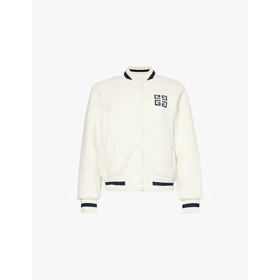 Givenchy Womens White Vy 4g-embroidered Relaxed-fit Wool Bomber Jacket