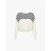 Givenchy 4g Striped Rib-knit Sweater In White Navy