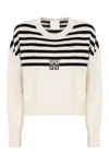 Givenchy 4g Striped Sweater In Wool And Cotton In White