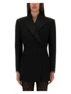 Givenchy Double-breasted Silk-blend Satin-trimmed Wool-twill Blazer