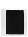 Givenchy Black Wool Skirt With Metal Button 4g In Black