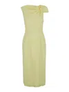 Givenchy Women Yellow Midi Dress With Draped Detail And Rear Single Slit In Viscose Blend Stretch Wo In Multi