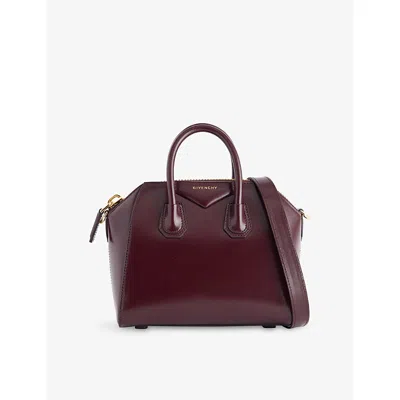 Givenchy Womens Burgundy Antigona Mini Leather Top Handle Bag