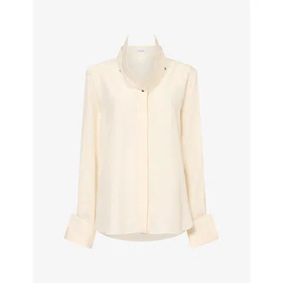 Givenchy Womens Asymmetric Stand-collar Silk Shirt Ecru In White