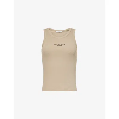 Givenchy Womens  Logo-print Stretch-rib Cotton Tank Top
