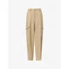 Givenchy Womens Beige Cocoon Straight-leg Cotton-wool Blend Trousers In Beige