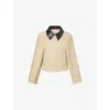 Givenchy Womens Cropped Leather-collar Cotton And Wool-blend Peacoat Beige In Neutral