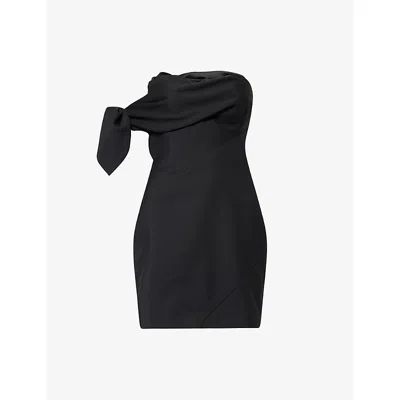 Givenchy Womens  Bow Bustier Wool-blend Mini Dress In Black
