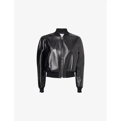 Givenchy Womens  Cropped Leather Bomber Jacket In Black