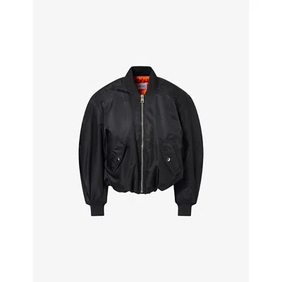 Givenchy Womens Black Cropped Shell-padded Bomber Jacket