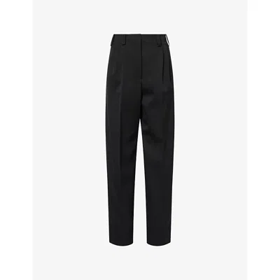 Givenchy Womens Black Double-pleated Tailored Wool Trousers