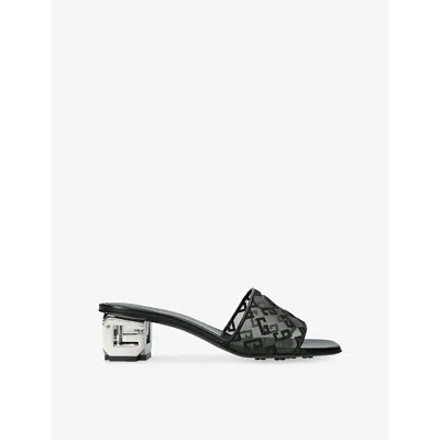 GIVENCHY WOMENS BLACK G CUBE 4G TRANSPARENT-MESH HEELED MULES EUR 37 / 4 UK