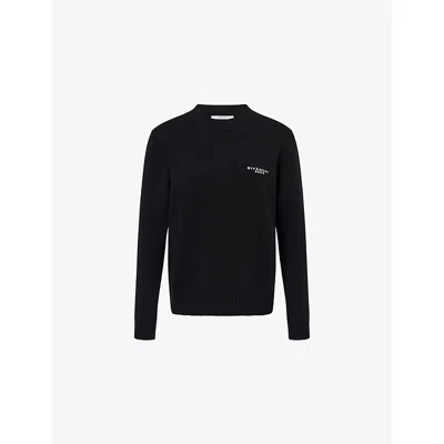 Givenchy Womens Black Logo-embroidered Wool And Cashmere-blend Jumper