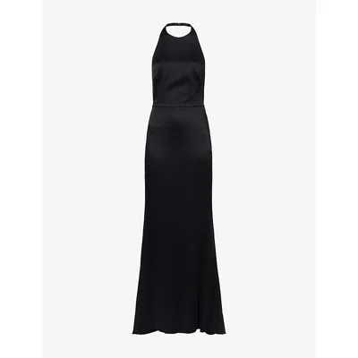 Givenchy Womens Open-back Regular-fit Woven Maxi Dress Black