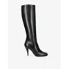 Givenchy Womens Black Round-toe 95 Leather High-leg Boots Eur 37 / 4 Uk In Black