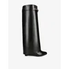 Givenchy Women Black Sandals With Logo Plaque On The Front And High Wedge Heel In Leather Woman In Black