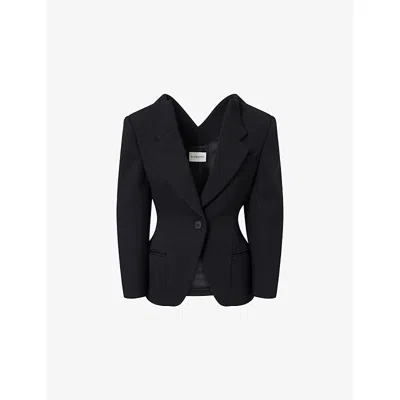 Givenchy Womens Black Single-breasted Cinched-waist Wool-blend Jacket
