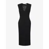 Givenchy Womens Black Structured Sleeveless Stretch-wool Blend Midi Dress In Black