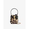 Givenchy Womens  Micro Shark Lock Leopard-print Pony-effect Leather Bucket Bag In Black/beige