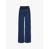 Givenchy Womens Boucle-panel Wide-leg Denim Jeans Indigo Blue In Indigo Blue