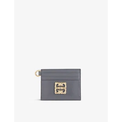 Givenchy Womens Brand-plaque Leather Card Holder Charcoal
