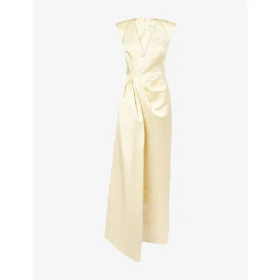 Givenchy Womens  Draped Sleeveless Silk Maxi Dress In Gold