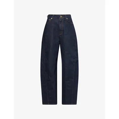 Givenchy Womens Dark Blue Cocoon Barrel-leg Denim Trousers