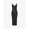 Givenchy Womens Dark Blue Contrast-stitch Panelled Denim Midi Dress In Blue