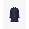 Givenchy Womens Dark Blue Logo-embroidered Longline Denim Overshirt In Blue