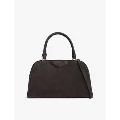 Givenchy Womens Dark Grey Silver Antigona East-west Medium Suede Shoulder Bag